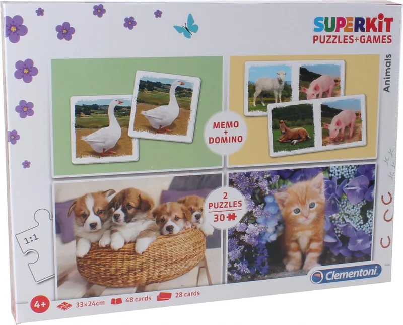 Puzzel Superkit Animals 4-in-1 30 Stukjes van Clementoni, editie Meerkleurig – doos