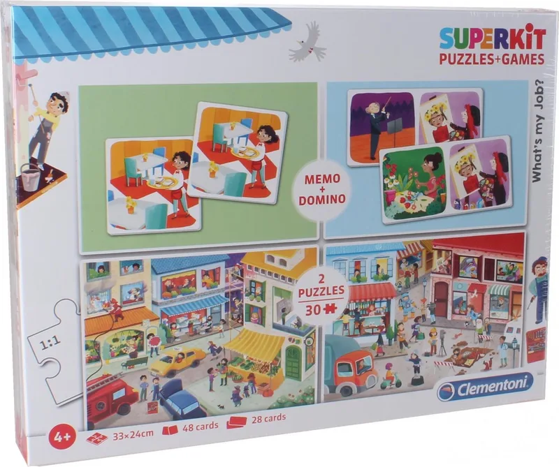 Puzzel Superkit What's My Job 4-in-1 30 Stukjes van Clementoni, editie Meerkleurig – doos