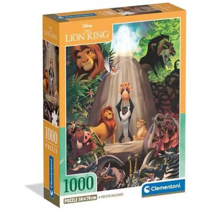 Puzzel - The Lion King - 1000 stukjes - inclusief poster van Clementoni, editie Meerkleurig – doos 3 van 3