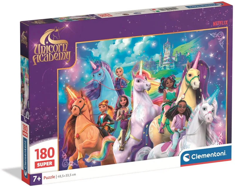 Puzzel - Unicorn Academy - 180 stukjes - Super Color - vanaf 5 jaar fra Clementoni, Flerfarvet-udgave – æske