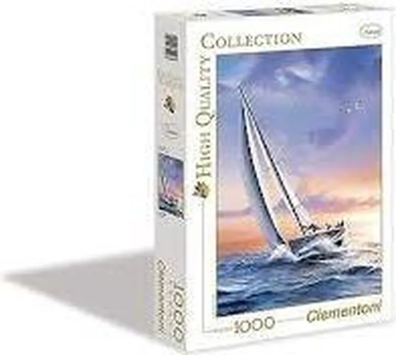 puzzel zeilboot voor de zonsondergang van Clementoni, editie Meerkleurig – doos