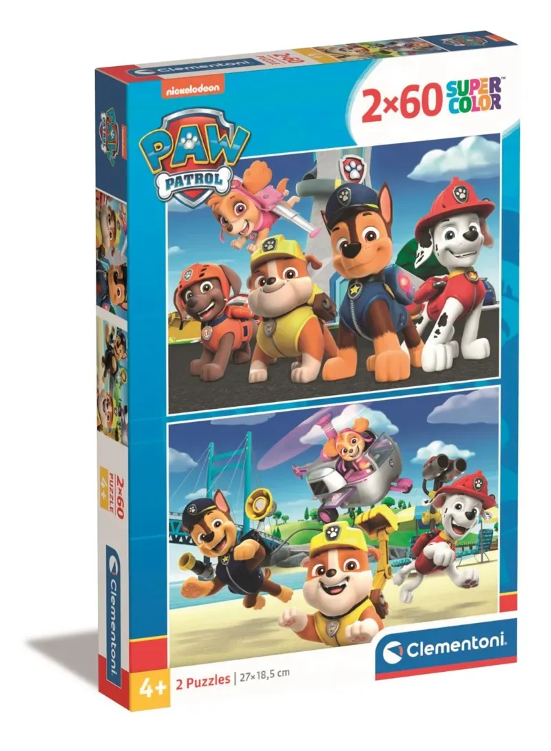 Puzzle 2 Puzzles - Pat' Patrouille - 51 à 99 pièces de Clementoni – boîte
