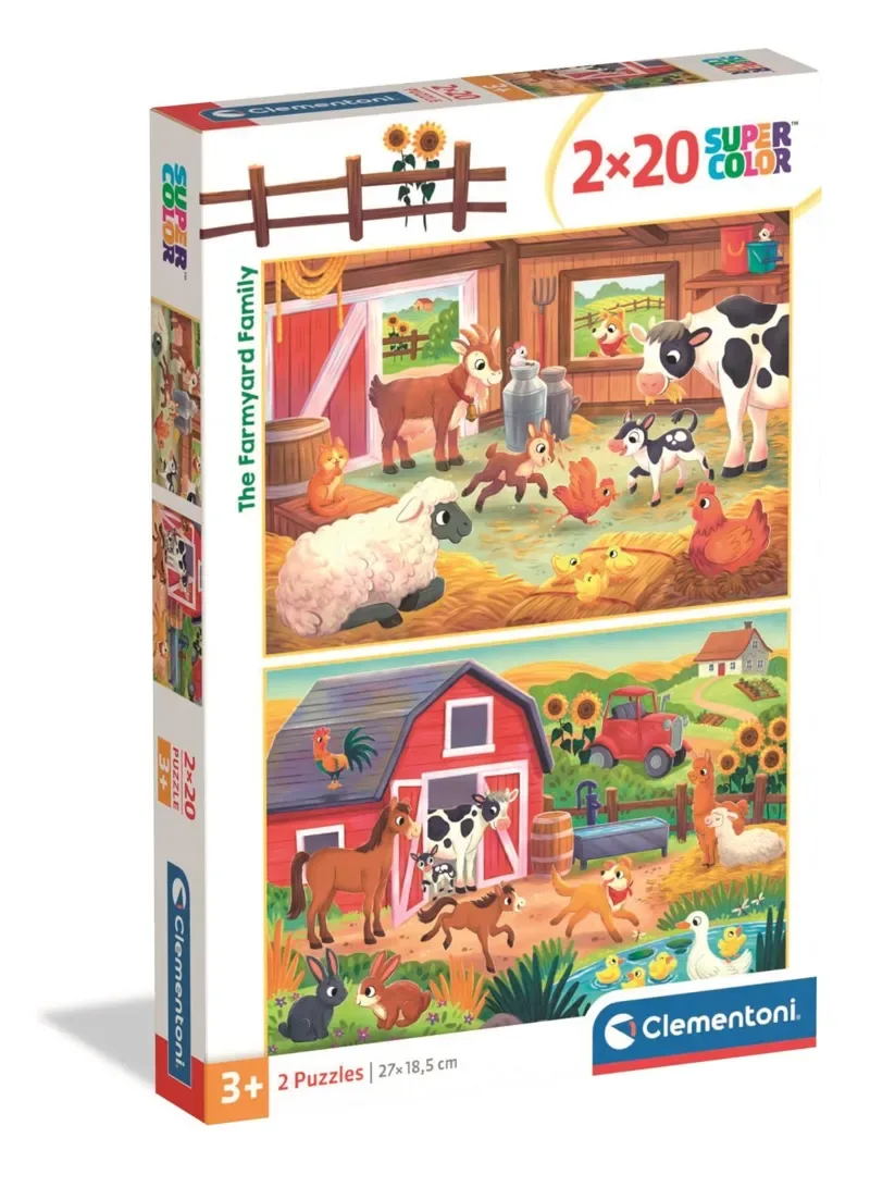 Puzzle 2 Puzzles - The Farmyard Family - 10 à 25 pièces van Clementoni – doos