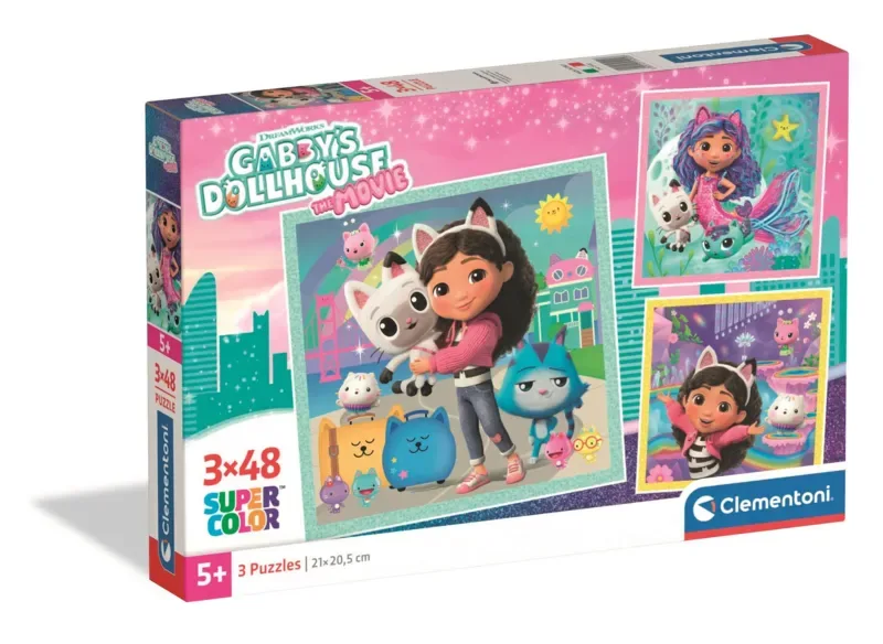 Puzzle 3 Puzzles - Gabby's Dollhouse - 26 à 50 pièces de Clementoni – boîte