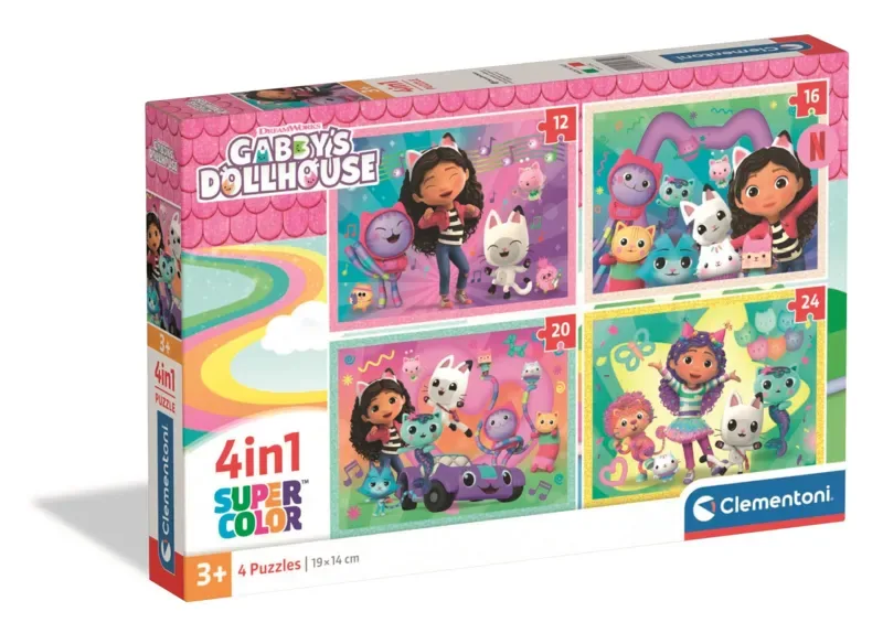 Puzzle 4 Puzzles - Gabby's Dollhouse - 10 à 25 pièces van Clementoni – doos