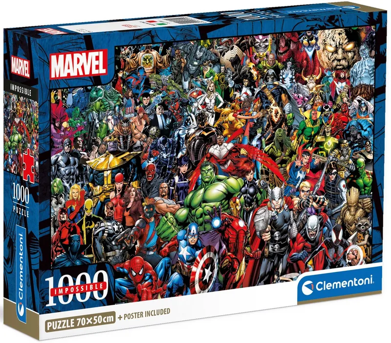 Puzzle Impossible, Marvel Universe Compact, mit neuer Compact Box, 1000 Puzzleteile, Made in Europe de Clementoni, édition Multicolore – boîte 1 sur 5