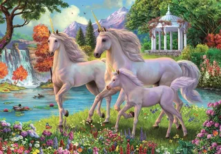 Puzzle Pièces XXL - Licornes et cascade - 150 à 199 pièces de Clementoni – boîte 1 sur 2