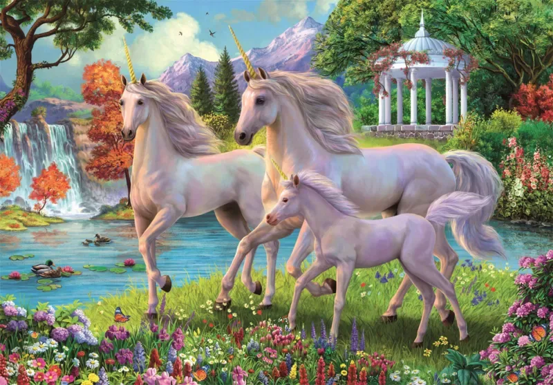 Puzzle Pièces XXL - Licornes et cascade - 150 à 199 pièces de Clementoni – boîte 1 sur 2