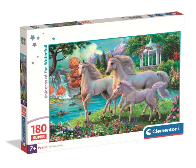Puzzle Pièces XXL - Licornes et cascade - 150 à 199 pièces de Clementoni – boîte 2 sur 2