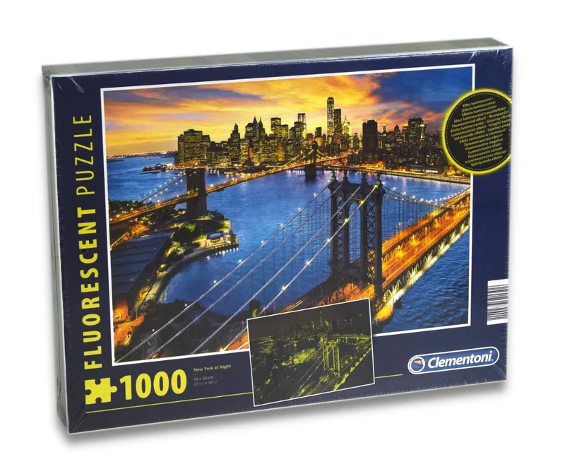 Puzzle Puzzle - New York bei Nacht (fluoreszierend, 1000 Teile), 1000 Puzzleteile, leuchtet von Clementoni, Ausgabe Beige – Schachtel