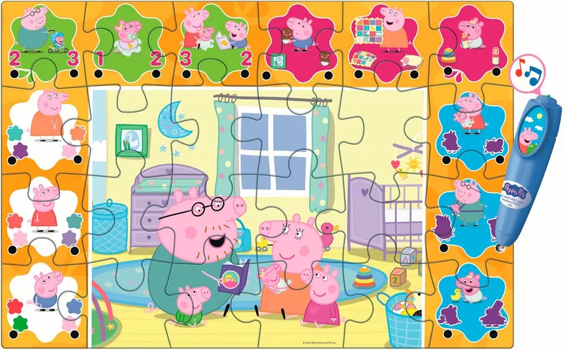 Puzzle Quiz-Bodenpuzzle - Peppa Pig, 24 Puzzleteile, Made in Europe van Clementoni, editie Meerkleurig – doos 5 van 5