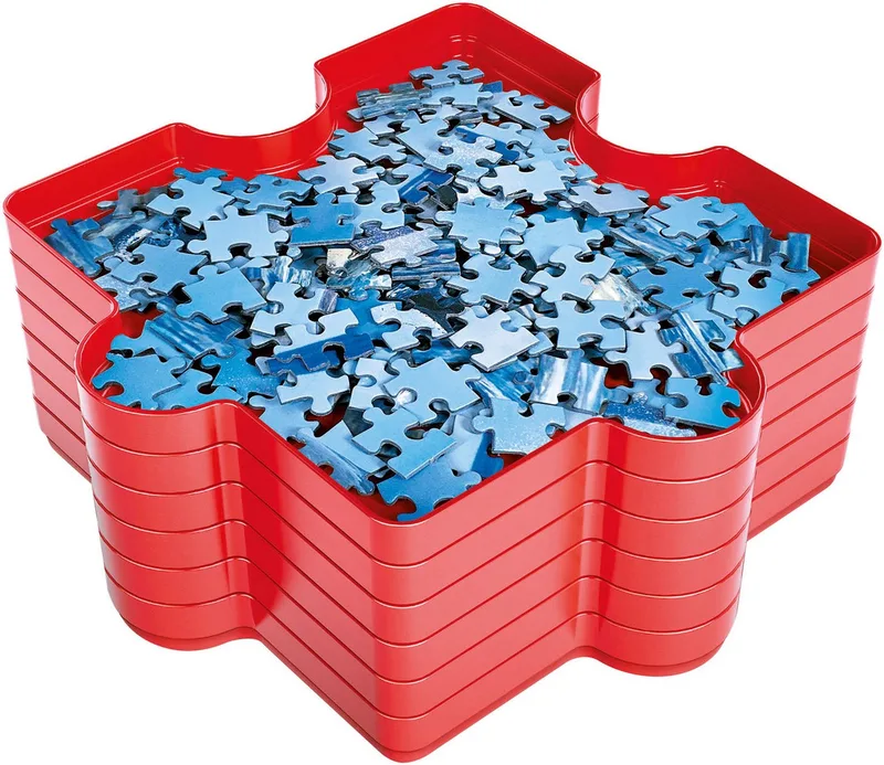 Puzzle Sorter - Puzzel sorteer bakjes - 6 stuks - stapelbaar from Clementoni, Red edition – box 4 of 5