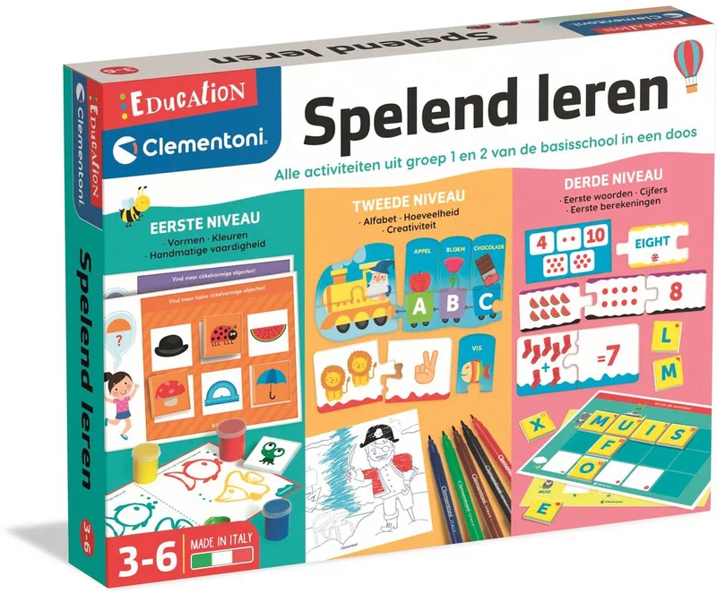 Spelend leren - Set educatieve spellen voor kleuters- voor 1e en 2e klas basisschool - Vanaf 3 jaar de Clementoni, édition Multikleur – boîte