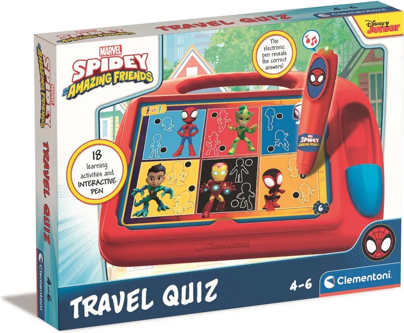 Spidey Travel Quiz - Educatief Spel - Met Interactieve Pen - Het Leerzame Schoencadeautje - 180 Educatieve Quizzen - 4-6 jaar de Clementoni, édition Multicolor – boîte