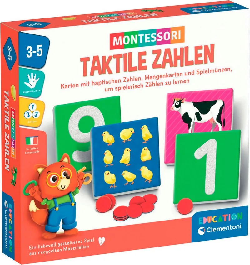 Spiel Education, Taktile Zahlen (Montessori), Lernspiel, Made in Europe from Clementoni, Bunt edition – box