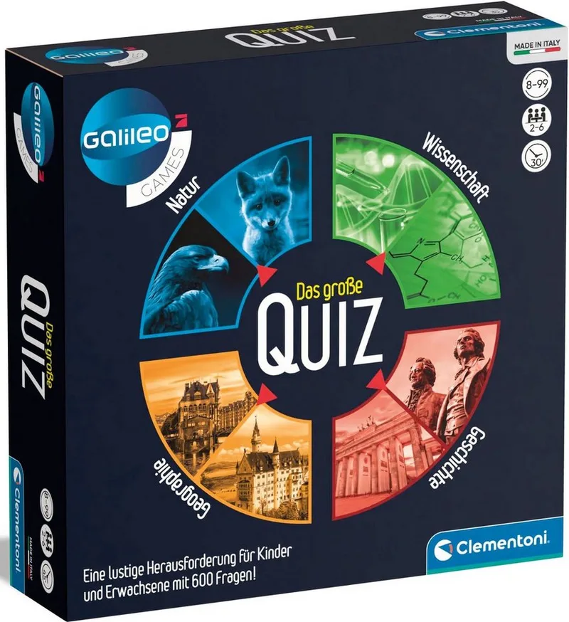 Spiel Galileo, Das große Quiz, Wissensspiel, Made in Europe from Clementoni, Bunt edition – box