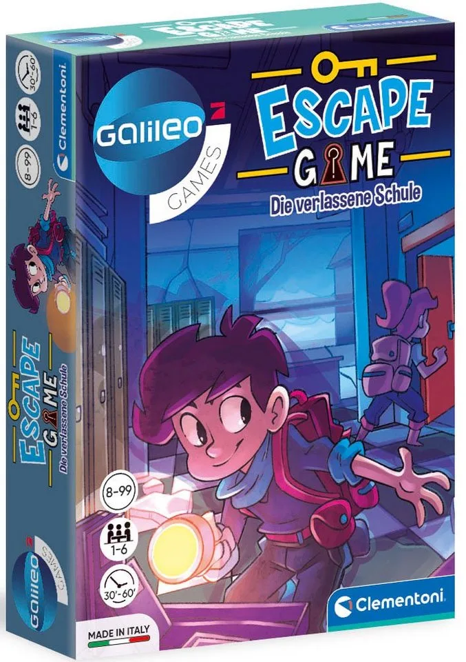 Spiel Galileo, Escape Game Die verlassene Schule, Detektivspiel, Made in Europe from Clementoni, Bunt edition – box