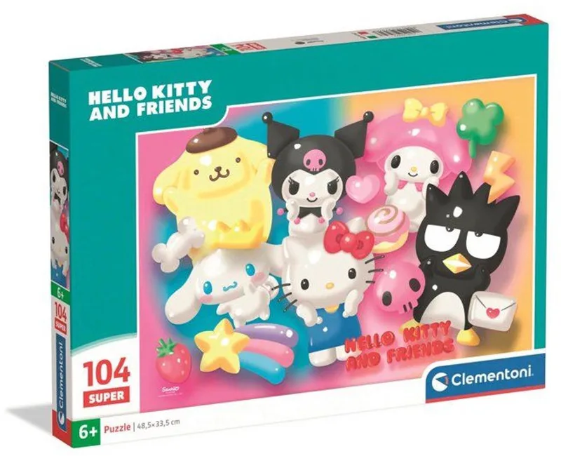 Super Hello Kitty Puzzel 104 Stukjes van Clementoni, editie Kleurrijk – doos