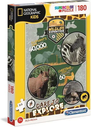 Supercolor Puzzel - DARE TO EXPLORE - National Geographic Kids - 180 Stukjes von Clementoni, Ausgabe Mehrfarbig – Schachtel 1 von 2
