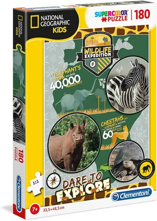 Supercolor Puzzel - DARE TO EXPLORE - National Geographic Kids - 180 Stukjes von Clementoni, Ausgabe Mehrfarbig – Schachtel 2 von 2