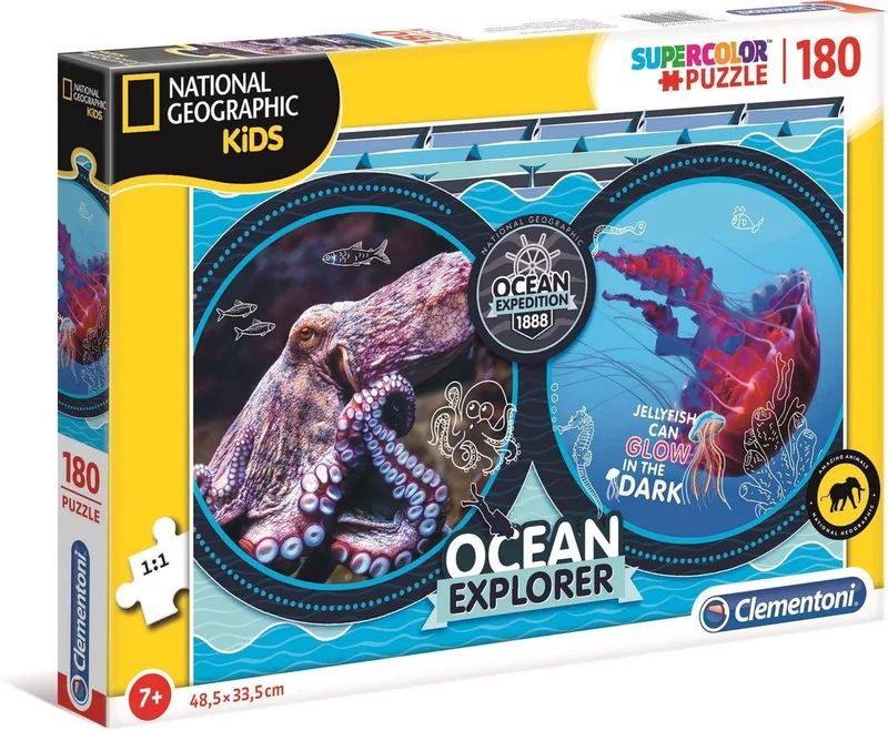 Supercolor Puzzel - OCEAN EXPLORER - National Geographic Kids - 104 Stukjes de Clementoni, édition Multicolore – boîte 1 sur 2