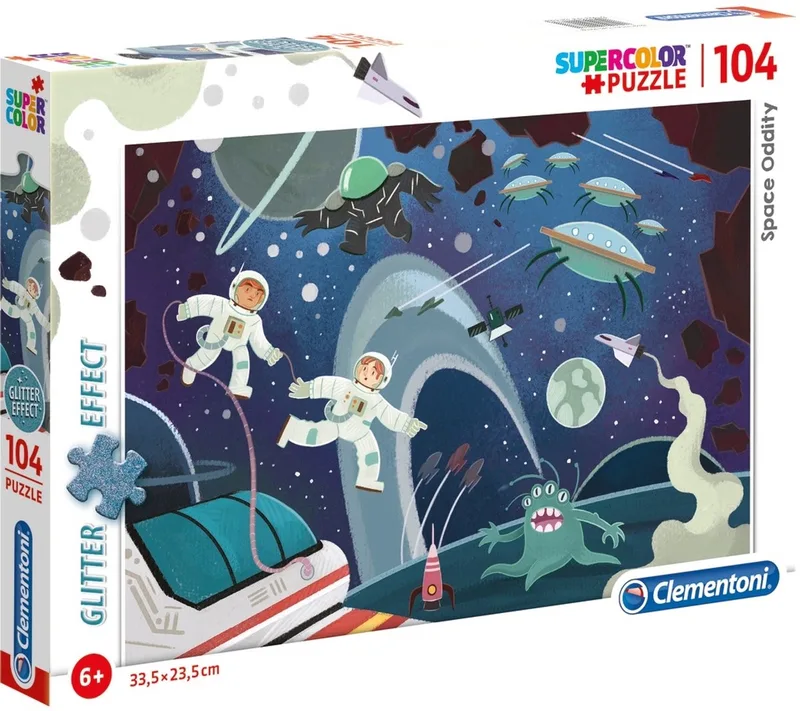 Supercolor Puzzel - Space Oditty - 104 Stukjes from Clementoni, Multicolour edition – box