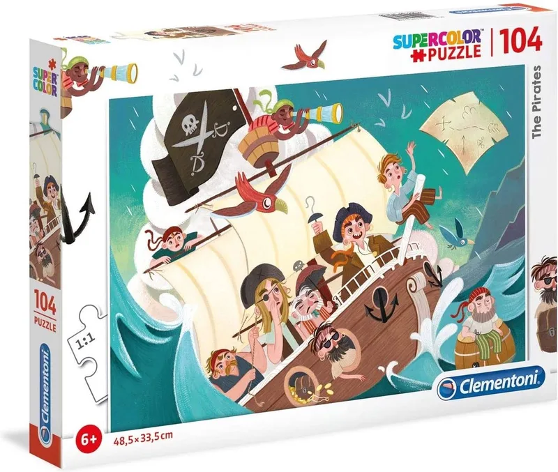 Supercolor Puzzel - The Pirates - 104 Stukjes von Clementoni, Ausgabe Mehrfarbig – Schachtel
