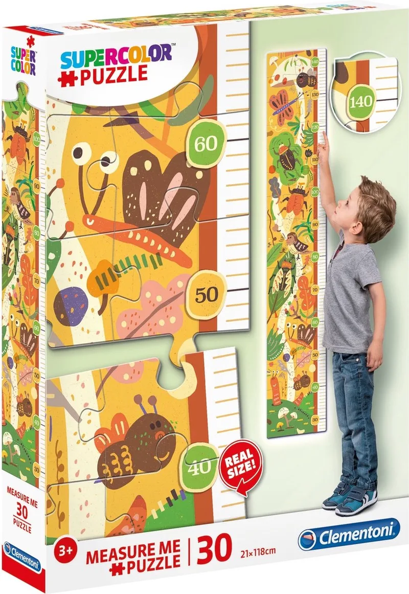 The Bugs' House - Measure Me - Kinderpuzzel - 21 x 118 cm - 30 Stukjes - Vanaf 3 jaar van Clementoni, editie Meerkleurig – doos