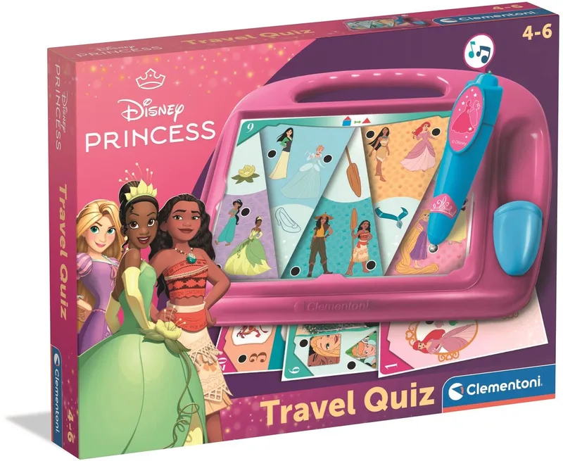 Travel Quiz - Disney Prinsessen - Educatief spel met elektronische pen - vanaf 3 jaar von Clementoni, Ausgabe Multikleur – Schachtel