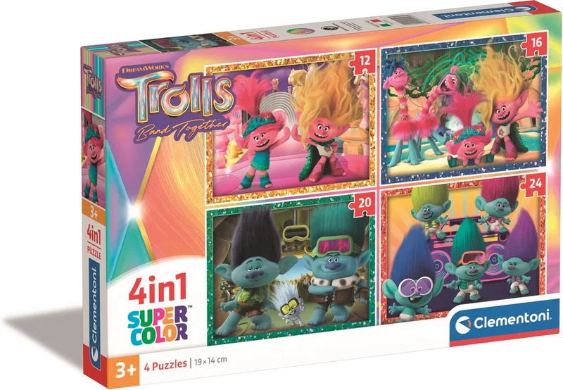 Trolls – 4-in-1 kinderpuzzel – 72 stukjes – Vanaf 3 jaar van Clementoni, editie Multi-coloured – doos