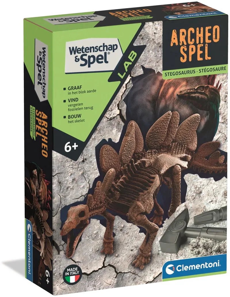 Wetenschap & Spel - Archeologisch spel - STEM Speelgoed - Stegosaurus Skelet Opgraven - Vanaf 7 jaar de Clementoni, édition Stegosausrus – boîte