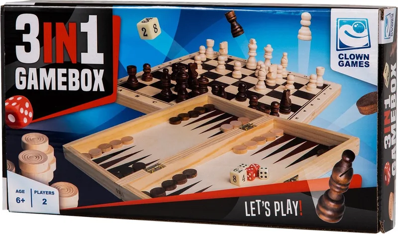 Clown Games - 3-In-1 Spellendoos - Hout von Clown Games – Schachtel