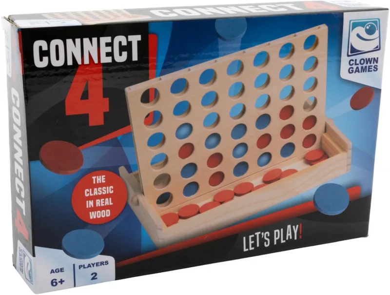 Houten Connect 4 - FSC Gecertificeerd von Clown Games – Schachtel