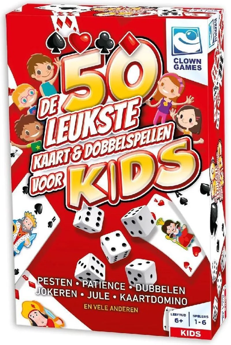 Kids 50 Kaart&Dobbel Spellen von Clown Games – Schachtel