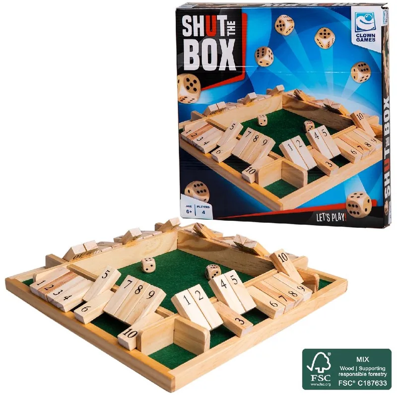 Shut the Box - FSC Goedgekeurd von Clown Games – Schachtel
