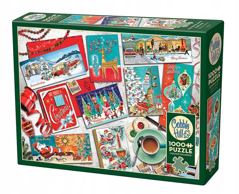 Kerstkaarten Puzzel 1000 Stukjes - Merkloos van Cobble Hill, editie Meerkleurig – doos