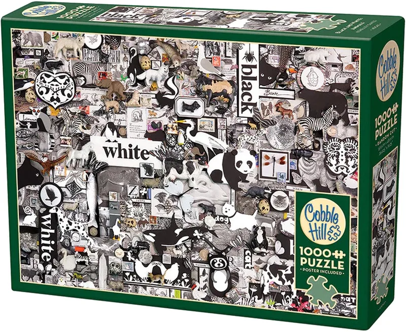 Merkloos Puzzel 1000 stukjes: Zwart-Witte Dieren from Cobble Hill, Multicolour edition – box
