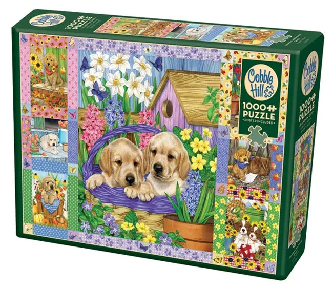 Puppies and Posies Quilt (1000) de Cobble Hill – boîte