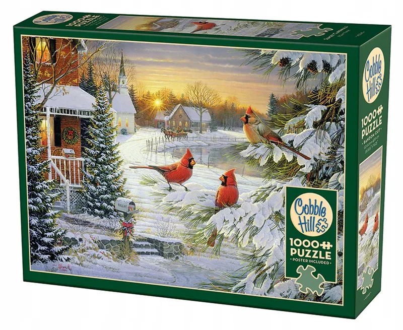 puzzel 1000 stukjes: Scarlet Cardinals from Cobble Hill, Multicolour edition – box