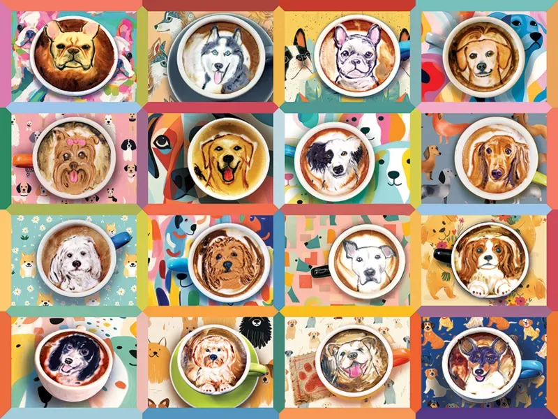 Puzzle Cafés Chiens - 200 à 499 pièces de Cobble Hill – boîte 1 sur 2
