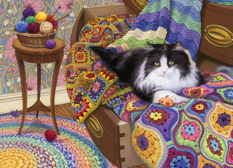 Puzzle Chat Confortable - Random Cut - 1000 pièces de Cobble Hill – boîte
