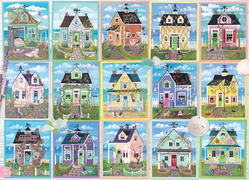 Puzzle Cottages au Bord de la Mer - 1000 pièces van Cobble Hill – doos