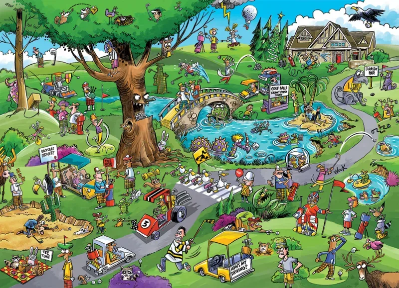 Puzzle DoodleTown: Une Affaire qui Roule - 1000 pièces van Cobble Hill – doos