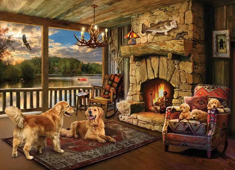 Puzzle Lakeside Cabin - 1000 pièces van Cobble Hill – doos 1 van 2