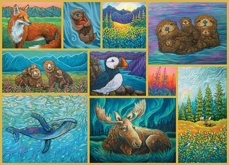 Puzzle Pièces XXL - Animaux de l'Alaska - Random Cut - 500 à 999 pièces de Cobble Hill – boîte