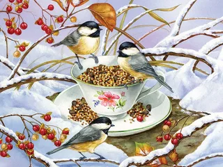 Puzzle Pièces XXL - Chickadee Tea - 200 à 499 pièces von Cobble Hill – Schachtel 1 von 2