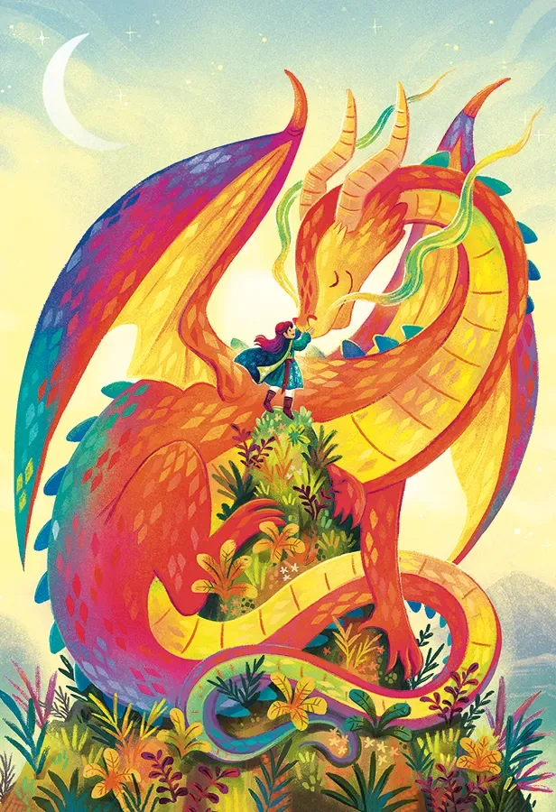 Puzzle Pièces XXL - Dragon Arc-En-Ciel - 100 à 149 pièces van Cobble Hill – doos