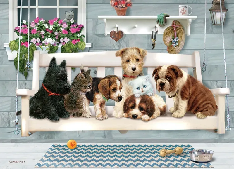 Puzzle Pièces XXL - Family - Porch Pals - 200 à 499 pièces de Cobble Hill – boîte
