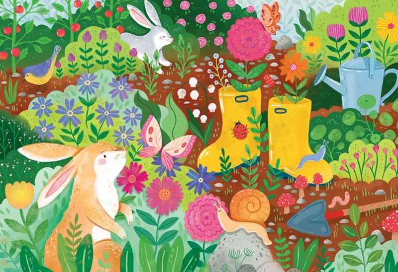 Puzzle Pièces XXL - Jardin Des Lapins - 100 à 149 pièces de Cobble Hill – boîte