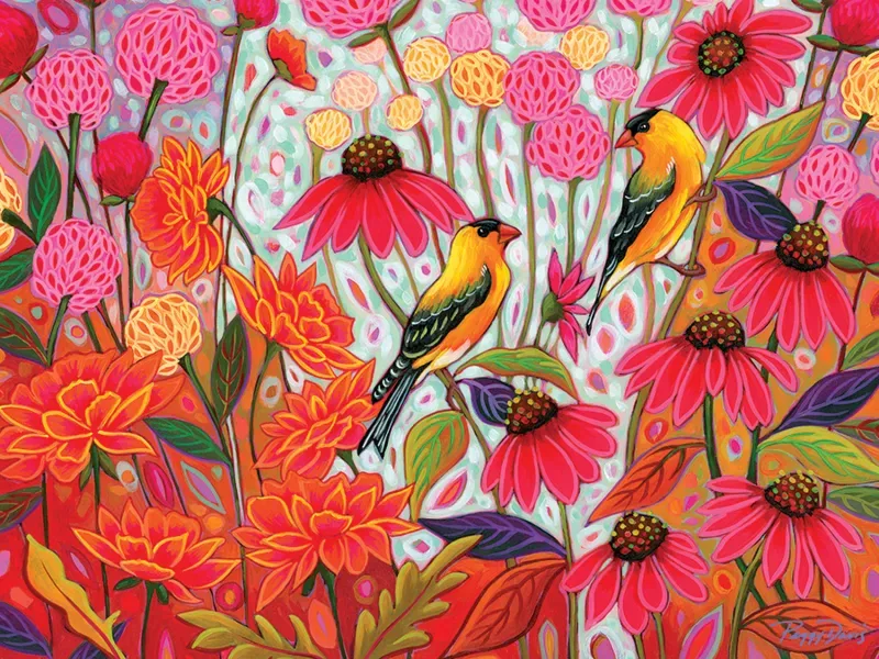 Puzzle Pièces XXL - Les Chardonnerets de Printemps - 200 à 499 pièces van Cobble Hill – doos